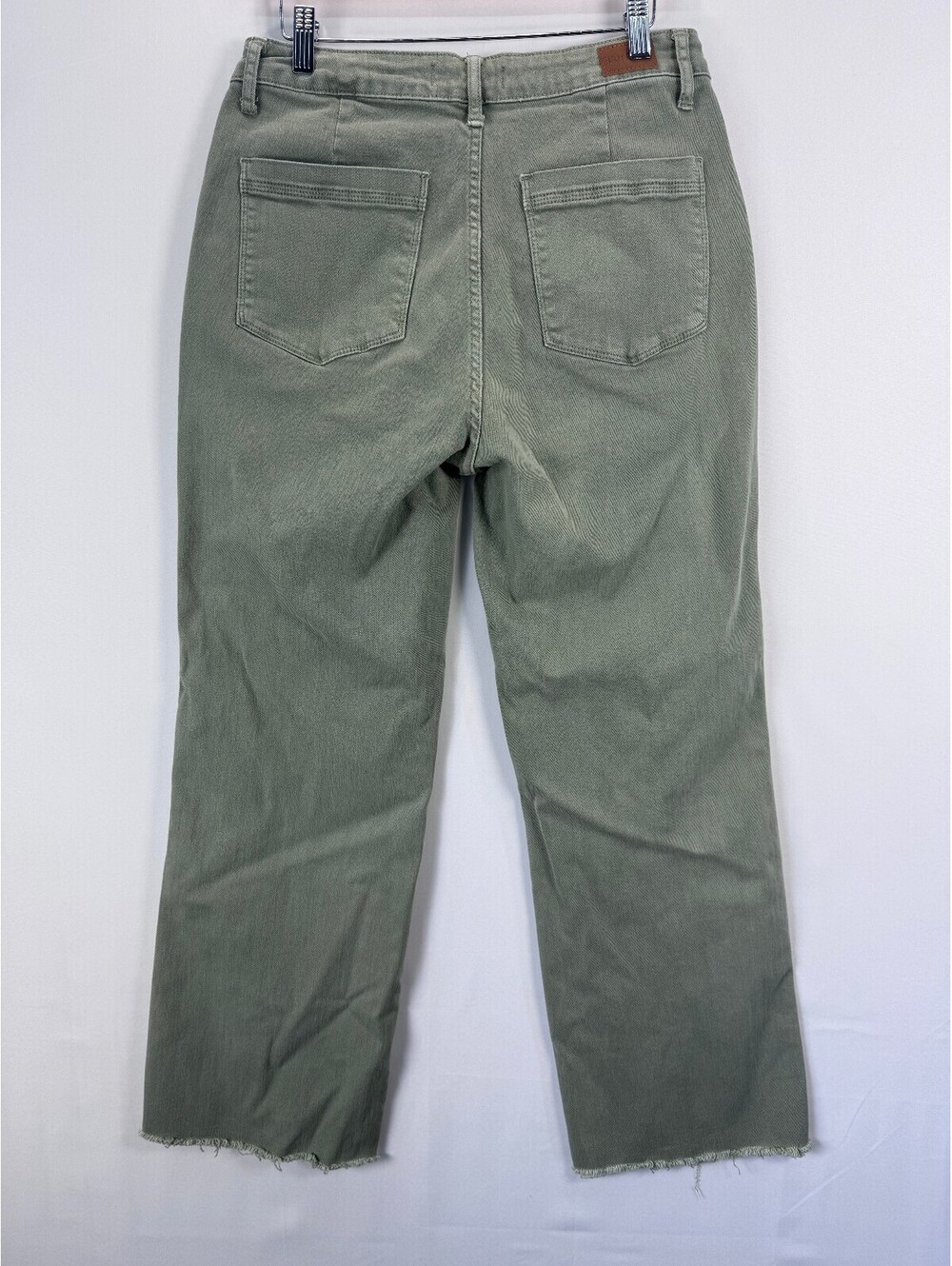 Judy Blue Green Raw Hem Pants Women 13/31 Casual Cottagecore Front Seam Relaxed - Picture 6 of 10